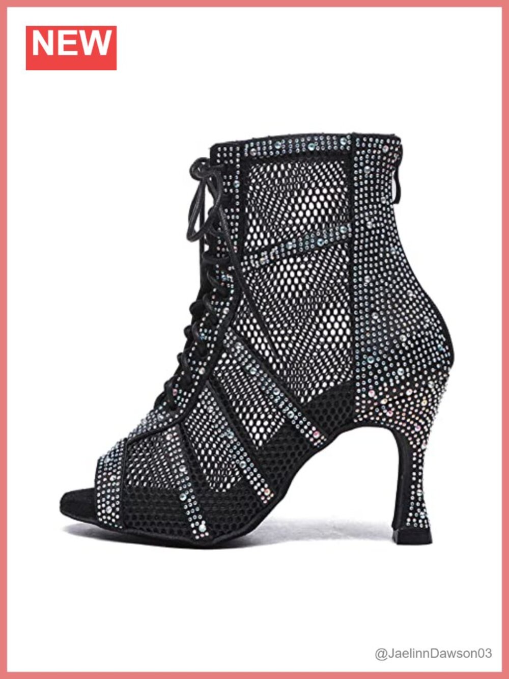 Women Rhinestone Flare Heel Practice Dance Boots Ankle Zipper Suede